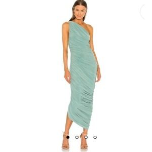 Norma Kamali One Shoulder Asymmetrical Diana Gown in Vintage Mint Size S NWT